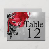 シルバーマスカレードに赤いテーブル番号カード ポストカード (正面/裏面)