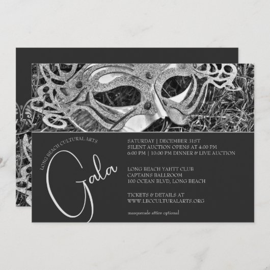 シルバーマスカレードガラ招待状 招待状 (正面/裏面)