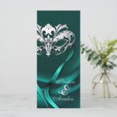 シルバーマスカレードティール(緑がかった色)ジュエード結婚式 プログラム (スタンド正面)