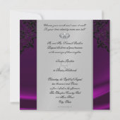 シルバーマスカレードピンクの宝石で飾られた結婚式招待状 招待状 (裏面)