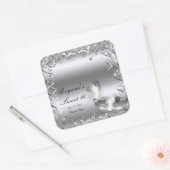 シルバーマスカレードマスクエレガントボール誕生日パーティー スクエアシール (封筒)