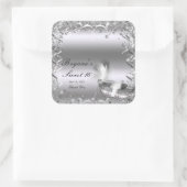 シルバーマスカレードマスクエレガントボール誕生日パーティー スクエアシール (バッグ)