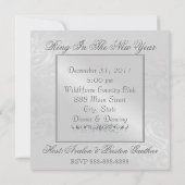 シルバーマスカレードマスクグリーンニューイヤーズ招待状 招待状 (裏面)