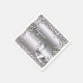 シルバーマスク仮面舞踏会 エレガントボール 誕生日パーティー スタンダードカクテルナプキン (角)