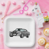 シルバーマッスルカー ペーパープレート (パーティー)