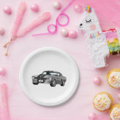 シルバーマッスルカー ペーパープレート (パーティー)