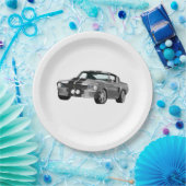 シルバーマッスルカー ペーパープレート (パーティー)
