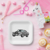 シルバーマッスルカー ペーパープレート (パーティー)