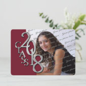 シルバーマルーン 2018 フォト 卒業式 招待状 (スタンド正面)