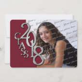 シルバーマルーン 2018 フォト 卒業式 招待状 (正面)