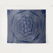 シルバーマンダラボホシックエレガントネイビーブルーエレガント タペストリー (正面(横))