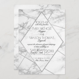 シルバーマーブルアールデコ幾何学的石板結婚ズ 招待状