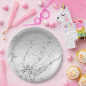 シルバーマーブルグラムグリッター ペーパープレート (パーティー)