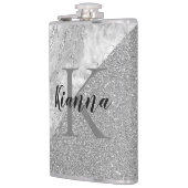 シルバーマーブルシルバーグリッターモノグラエレガントム フラスク (左)
