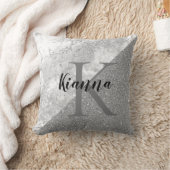 シルバーマーブルシルバーグリッターモノグラム クッション (ブランケット)