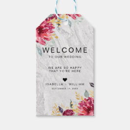 シルバーマーブルフローラ金ゴールドブルゴーニュ結婚ーズ ギフトタグ