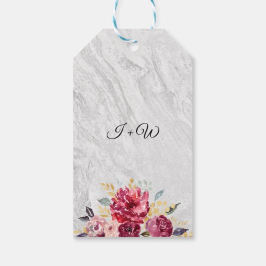 シルバーマーブルフローラ金ゴールドブルゴーニュ結婚ーズ ギフトタグ (裏面)