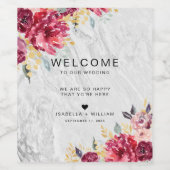 シルバーマーブルフローラ金ゴールドブルゴーニュ結婚ーズ ワインラベル (シングルラベル)