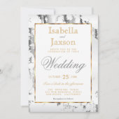 シルバーマーブル、ゴールドアンドホワイト 招待状 (正面)