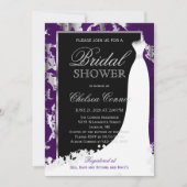 シルバーマーブル ブラックとパープルの結婚式招待状 招待状 (正面)