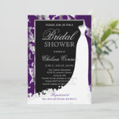 シルバーマーブル ブラックとパープルの結婚式招待状 招待状 (スタンド正面)