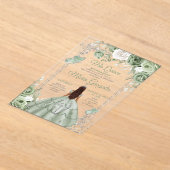 シルバーミスカインセージグリーンフローラキンセアニラ アクリル招待状 (レイダウン)