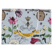 シルバーミスト、ブラックと金ゴールドクイーンビー王室のクラウン ラージペーパーバッグ (裏面)