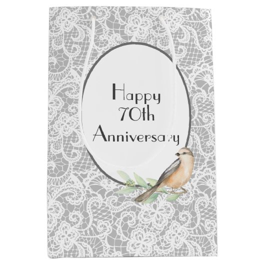 シルバーミディアム抱き枕70周年記念レース ミディアムペーパーバッグ (正面)