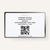シルバーミニマリストビジネスQR社員写真ID Ba バッジ (裏面)