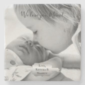 シルバーミニマリスト写真母の日の石コースター ストーンコースター (正面)