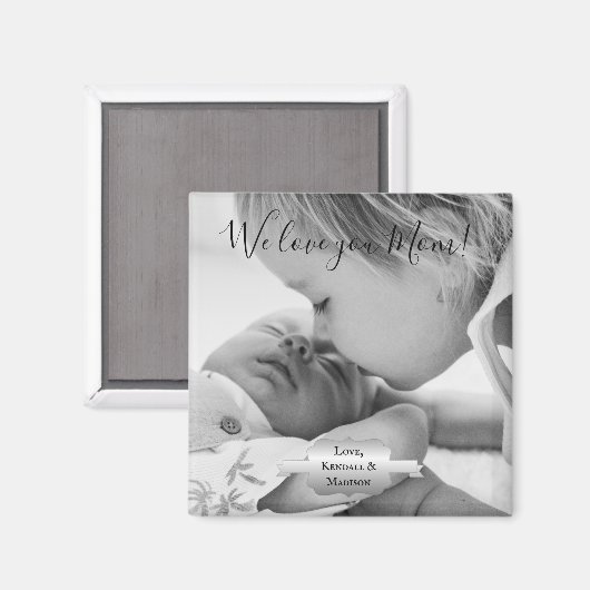 シルバーミニマリスト写真母の日の磁石 マグネット (正面/裏面)