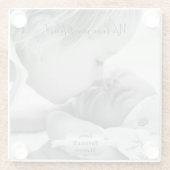 シルバーミニマリスト写真母の日ガラスのコースター ガラスコースター (裏面)