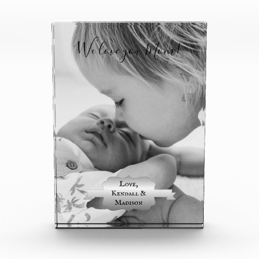 シルバーミニマリスト母の日のフォトブロック フォトブロック (正面)