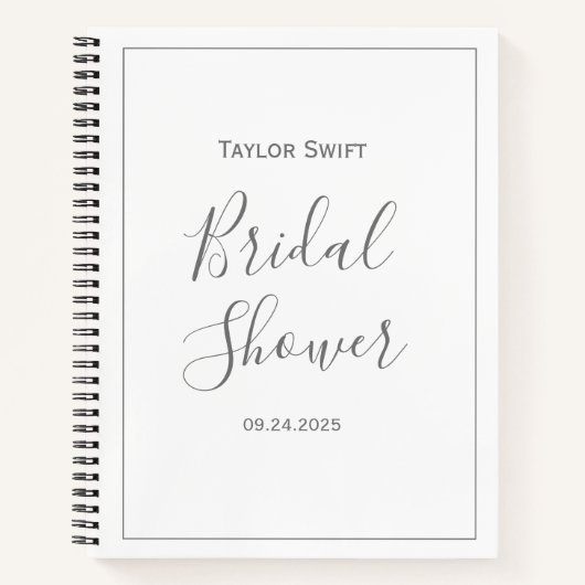 シルバーミニマリスト赤ちゃんシャワーギフトログ ノートブック (正面)