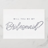 シルバーミニマルは僕の花嫁の申し出を頼む 箔招待状 (正面)