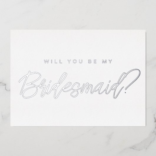 シルバーミニマルは僕の花嫁の申し出を頼む 箔招待状 (正面)