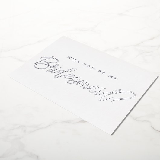 シルバーミニマルは僕の花嫁の申し出を頼む 箔招待状 (回転した状態)