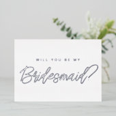 シルバーミニマルは僕の花嫁の申し出を頼む 箔招待状 (立ち正面)