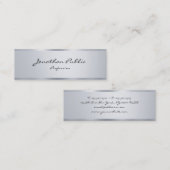 シルバーミニマルトレンディーモダンエレガントタイポグラフィ スキニー名刺 (正面/裏面)