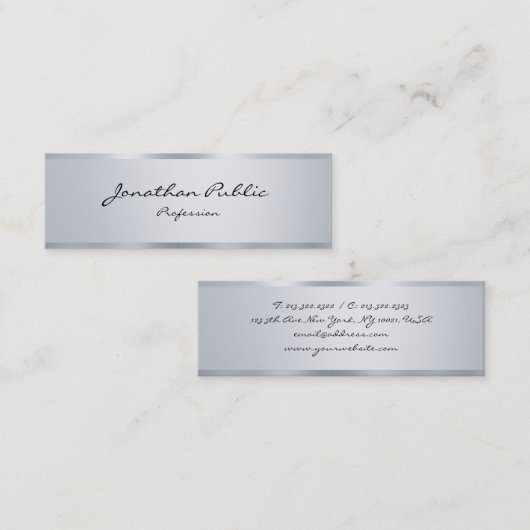 シルバーミニマルトレンディーモダンエレガントタイポグラフィ スキニー名刺