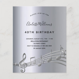 シルバーミュージックノートの誕生日の招待