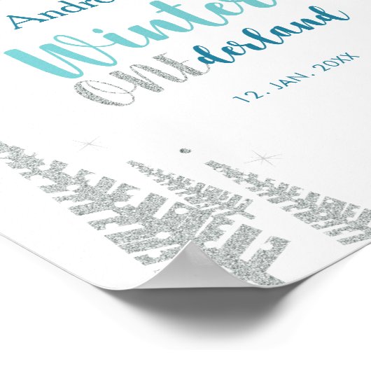 シルバーミントウィンターボーイバースデーパーティーウェルカムサイン ポスター (角)