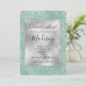 シルバーミントガーリーグリッターグリッツレオパード印刷 招待状 (スタンド正面)