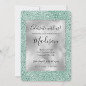 シルバーミントガーリーグリッターグリッツレオパード印刷 招待状 (正面)