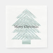 シルバーミントクリスマスツリーグリッターストライプ スタンダードランチョンナプキン (正面)