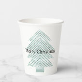 シルバーミントクリスマスツリーグリッターストライプ 紙コップ (正面)