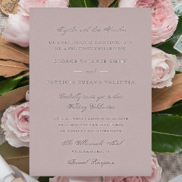 シルバームスクピンクエレガフォーマルントウェディング 箔招待状