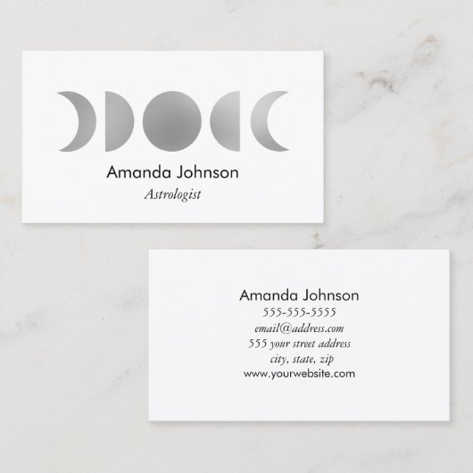シルバームーンフェイズアストロロジーヨガホリスティックヒーラー 名刺 (正面/裏面)