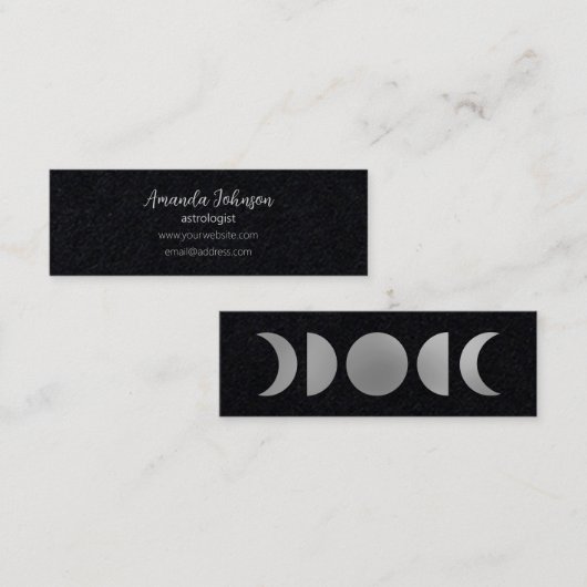 シルバームーンフェイズ星占ホリスティック師ヒーラー スキニー名刺 (正面/裏面)