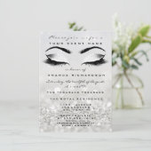 シルバーメイクアップホワイトグリッター16ブライダルシャワー 招待状 (スタンド正面)